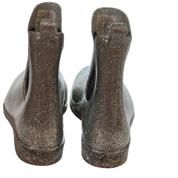 SKECHERS The Puddlers Women's Silver Glitter Chelsea Rain Boots Size 9 - Picture 4 of 10